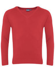 Red V Neck Knitted Sweater - Huntington Primary Academy