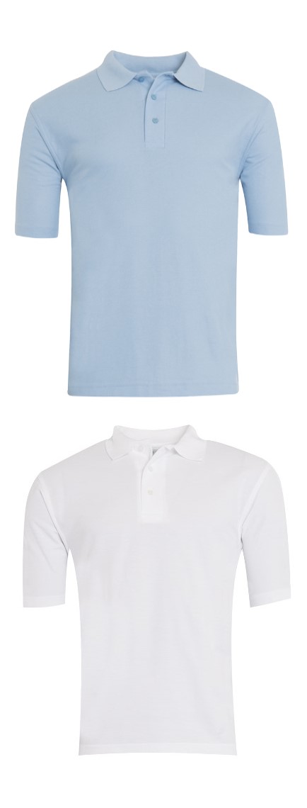 White or Sky Blue Classic Polo Shirt - Ainderby Steeple CE Primary School