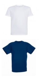 White or Navy PE T-Shirt - Riccall CP School