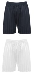 Navy or White Shadow Stripe PE Shorts for Boys or Girls - Ryedale School