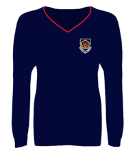 New Lower School Navy/Red V Neck Sweatshirt - Thirsk School & Sixth Form College