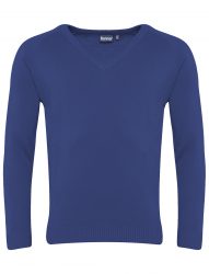 Royal Blue V Neck Knitted Sweater - Castleton Community Primary School