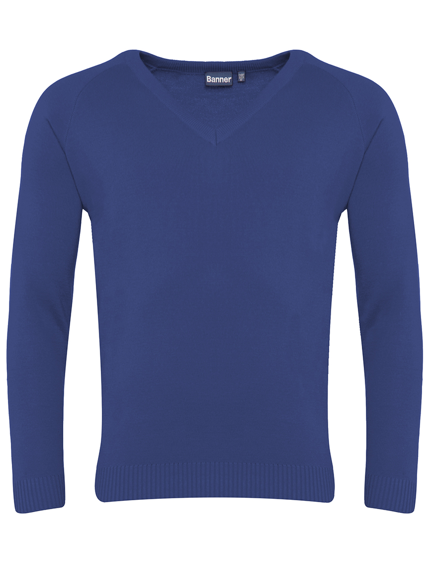 Royal Blue V Neck Knitted Sweater - Castleton Community Primary School