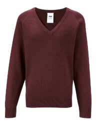 Maroon V Neck Knitted Sweater - Glaisdale Primary School