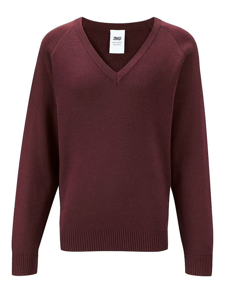 Maroon V Neck Knitted Sweater - Glaisdale Primary School