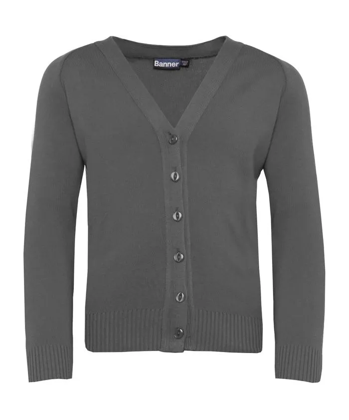 Grey V Neck Knitted Cardigan - Oakbridge CofE Primary School