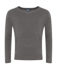 Grey V Neck Knitted Sweater - Oakbridge CofE Primary School