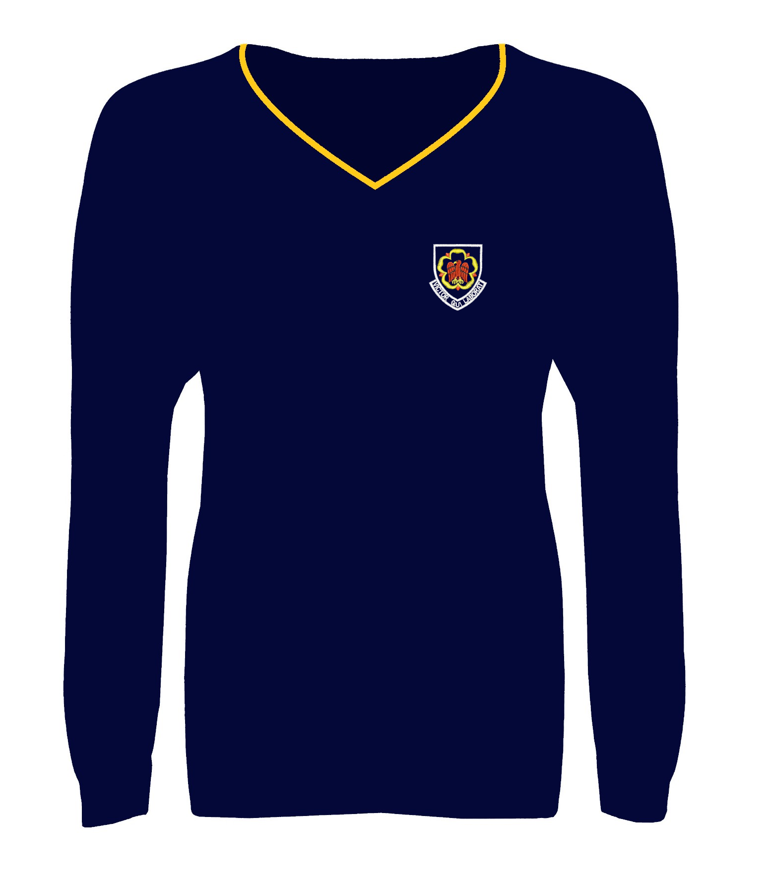 New Upper School Navy/Yellow V Neck Sweatshirt - Thirsk School & Sixth Form College