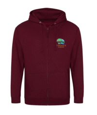 Burgundy Zip PE Hoodie - Yoredale Schools